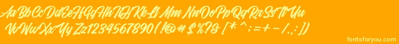 Fonte FrestyPersonalUseOnly – fontes amarelas em um fundo laranja