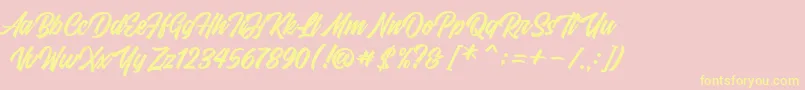 Fonte FrestyPersonalUseOnly – fontes amarelas em um fundo rosa