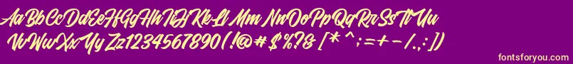 FrestyPersonalUseOnly-fontti – keltaiset fontit violetilla taustalla