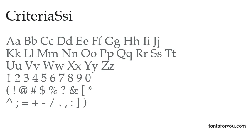 A fonte CriteriaSsi – alfabeto, números, caracteres especiais