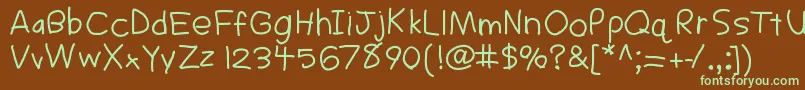 フォントSigs – 緑色の文字が茶色の背景にあります。