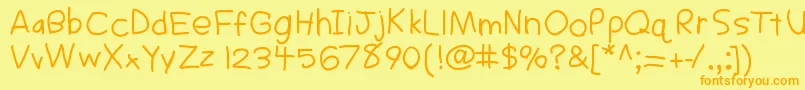 Sigs-Schriftart – Orangefarbene Schriften auf gelbem Hintergrund