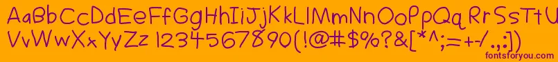 Sigs-Schriftart – Violette Schriften auf orangefarbenem Hintergrund