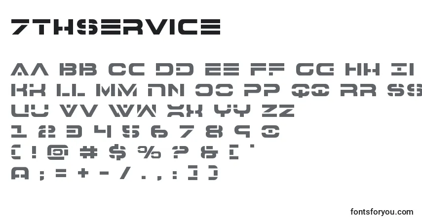 7thservice-fontti – aakkoset, numerot, erikoismerkit