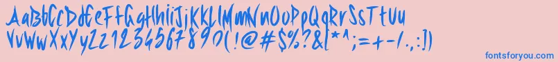 Pwsharpbrush Font – Blue Fonts on Pink Background
