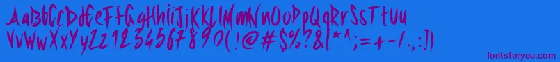 Pwsharpbrush Font – Purple Fonts on Blue Background