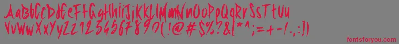 Pwsharpbrush-Schriftart – Rote Schriften auf grauem Hintergrund
