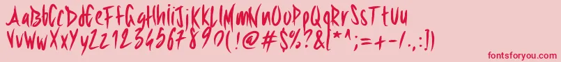 フォントPwsharpbrush – ピンクの背景に赤い文字
