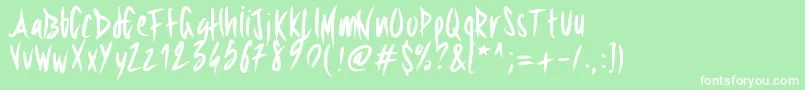 フォントPwsharpbrush – 緑の背景に白い文字