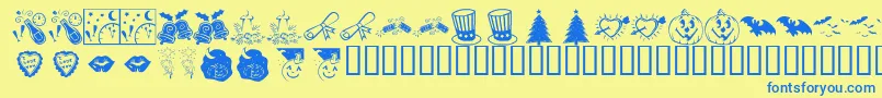 KrPickAHoliday Font – Blue Fonts on Yellow Background