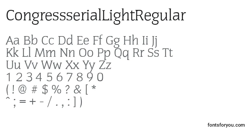 Шрифт CongressserialLightRegular – алфавит, цифры, специальные символы