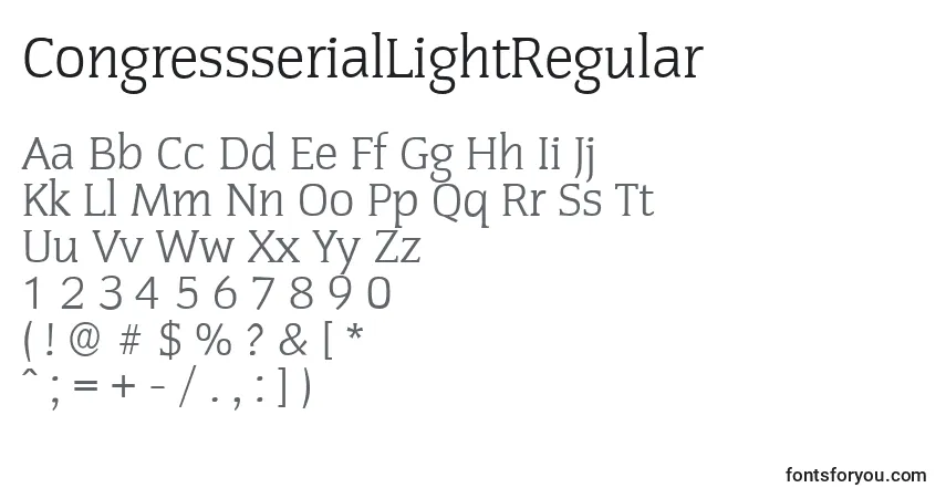 CongressserialLightRegularフォント–アルファベット、数字、特殊文字