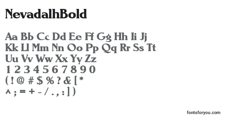 A fonte NevadalhBold – alfabeto, números, caracteres especiais