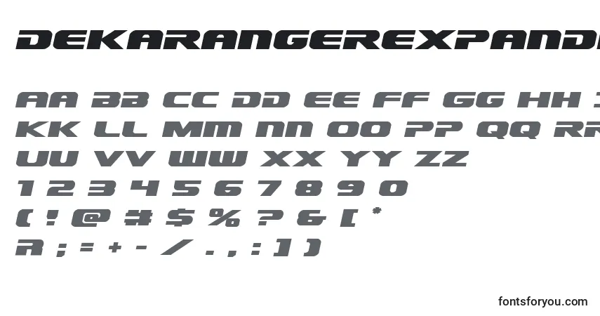 Шрифт Dekarangerexpandital – алфавит, цифры, специальные символы