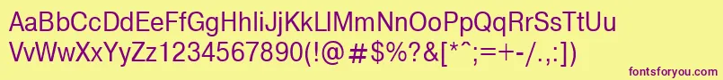 NthelveticaNarrowNormaloblique Font – Purple Fonts on Yellow Background