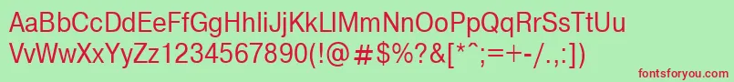 NthelveticaNarrowNormaloblique Font – Red Fonts on Green Background