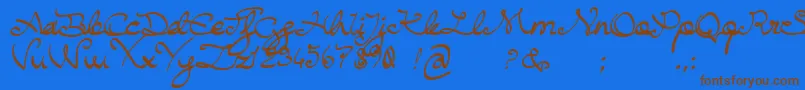 BuffaloChicken Font – Brown Fonts on Blue Background