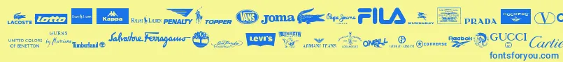 ClothingLogos Font – Blue Fonts on Yellow Background