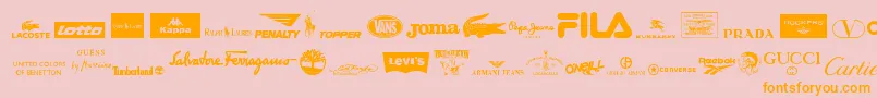 ClothingLogos-Schriftart – Orangefarbene Schriften auf rosa Hintergrund