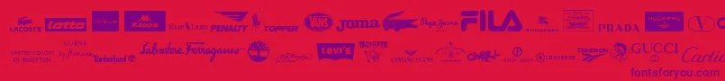 ClothingLogos Font – Purple Fonts on Red Background