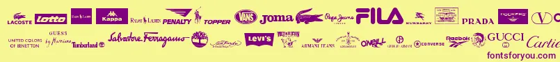 ClothingLogos Font – Purple Fonts on Yellow Background