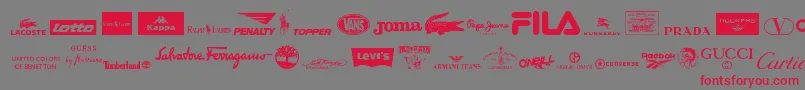 ClothingLogos Font – Red Fonts on Gray Background