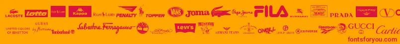 fuente ClothingLogos – Fuentes Rojas Sobre Fondo Naranja