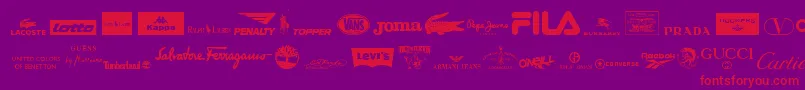 ClothingLogos-fontti – punaiset fontit violetilla taustalla
