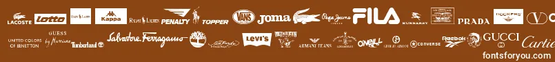 フォントClothingLogos – 茶色の背景に白い文字