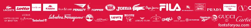 ClothingLogos Font – White Fonts on Red Background