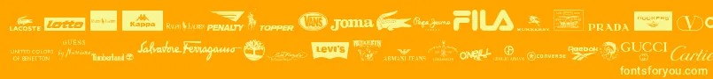 Czcionka ClothingLogos – żółte czcionki na pomarańczowym tle