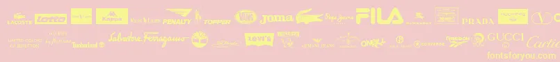 ClothingLogos-Schriftart – Gelbe Schriften auf rosa Hintergrund