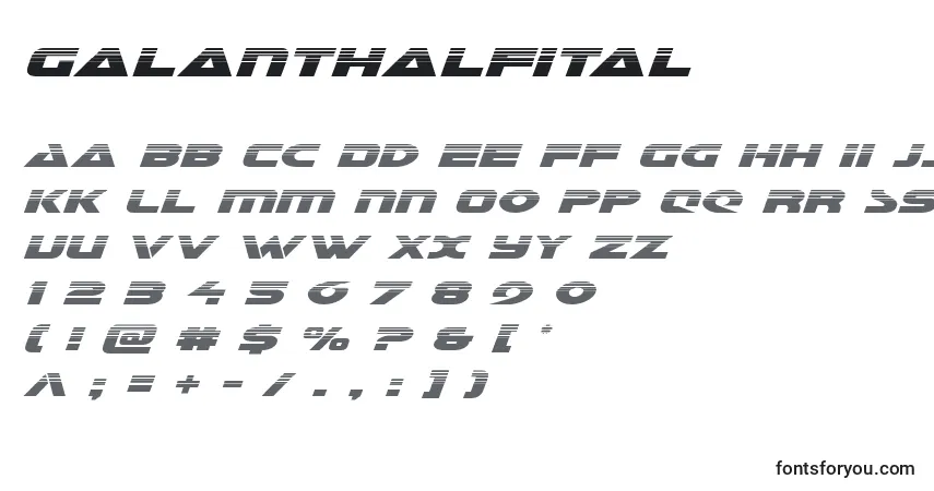 A fonte Galanthalfital – alfabeto, números, caracteres especiais