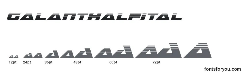 Размеры шрифта Galanthalfital