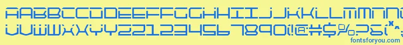 QuicktechCondensed Font – Blue Fonts on Yellow Background