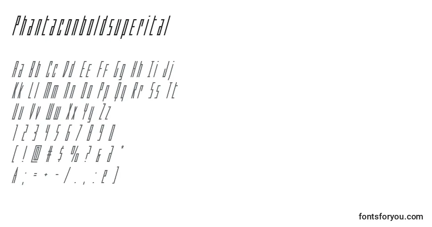 A fonte Phantaconboldsuperital – alfabeto, números, caracteres especiais