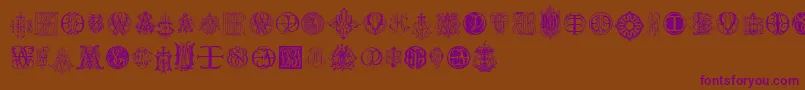 IntellectaMonogramsRandomSamplesTen Font – Purple Fonts on Brown Background