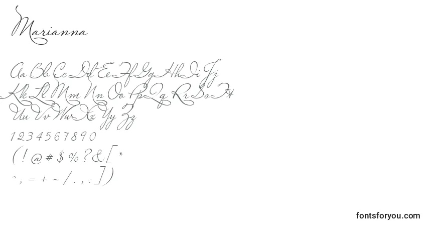 Schriftart Marianna – Alphabet, Zahlen, spezielle Symbole