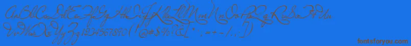 Marianna-Schriftart – Braune Schriften auf blauem Hintergrund