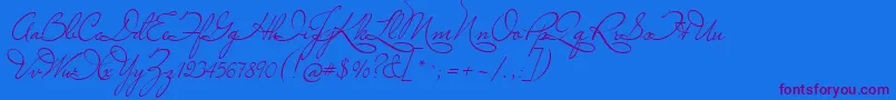 Marianna-Schriftart – Violette Schriften auf blauem Hintergrund
