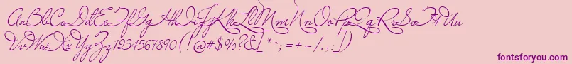 Marianna-Schriftart – Violette Schriften auf rosa Hintergrund
