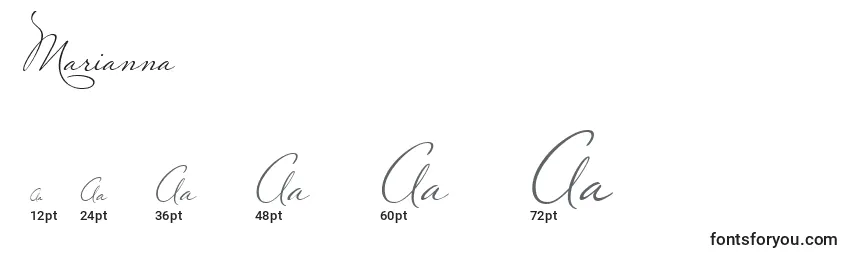 Größen der Schriftart Marianna