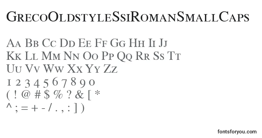 Czcionka GrecoOldstyleSsiRomanSmallCaps – alfabet, cyfry, specjalne znaki