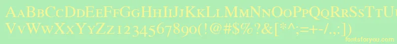 フォントGrecoOldstyleSsiRomanSmallCaps – 黄色の文字が緑の背景にあります