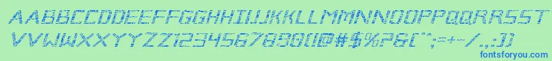 Brokencyborgexpandital Font – Blue Fonts on Green Background