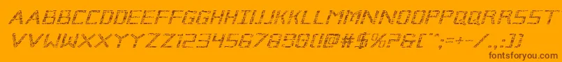 Czcionka Brokencyborgexpandital – brązowe czcionki na pomarańczowym tle