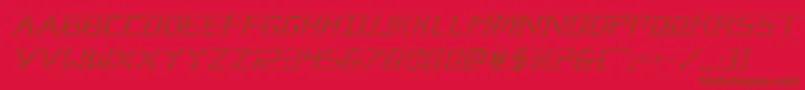 Brokencyborgexpandital-Schriftart – Braune Schriften auf rotem Hintergrund