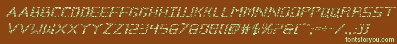 Brokencyborgexpandital-fontti – vihreät fontit ruskealla taustalla