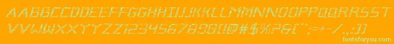 Brokencyborgexpandital Font – Green Fonts on Orange Background