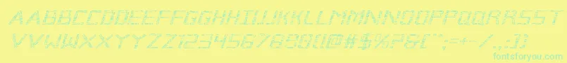 Brokencyborgexpandital Font – Green Fonts on Yellow Background